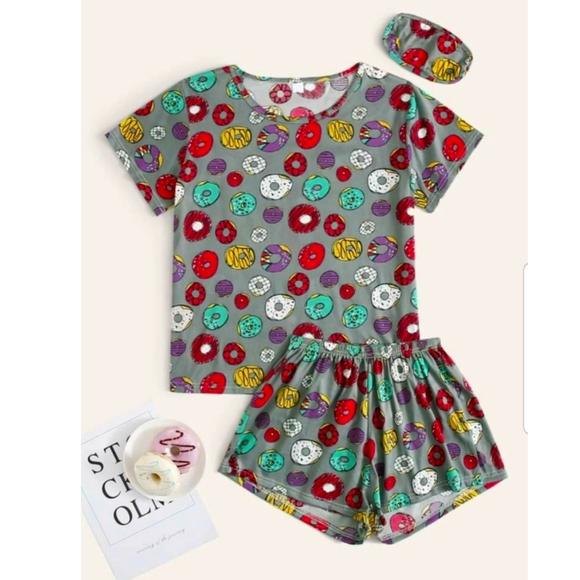 Donut Print Pajama Set - Picture 1 of 8